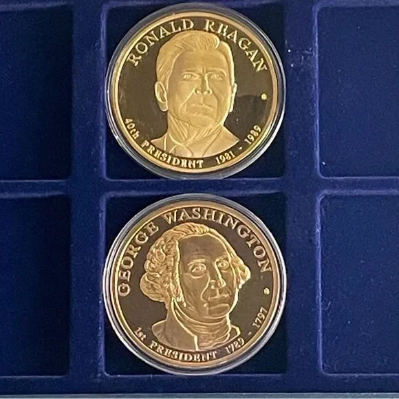 American Mint Ronald Reagan & George Washington Commemorative – Gold-Plated - Picture 3 of 8